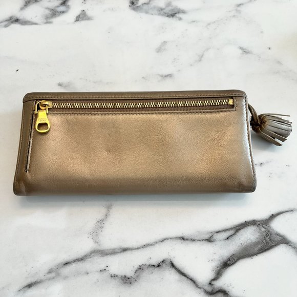 Loewe Anagram Tassel Leather Long Wallet in Light Gold - Picture 9 of 13